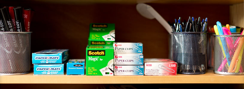 Office supplies and desk essentials